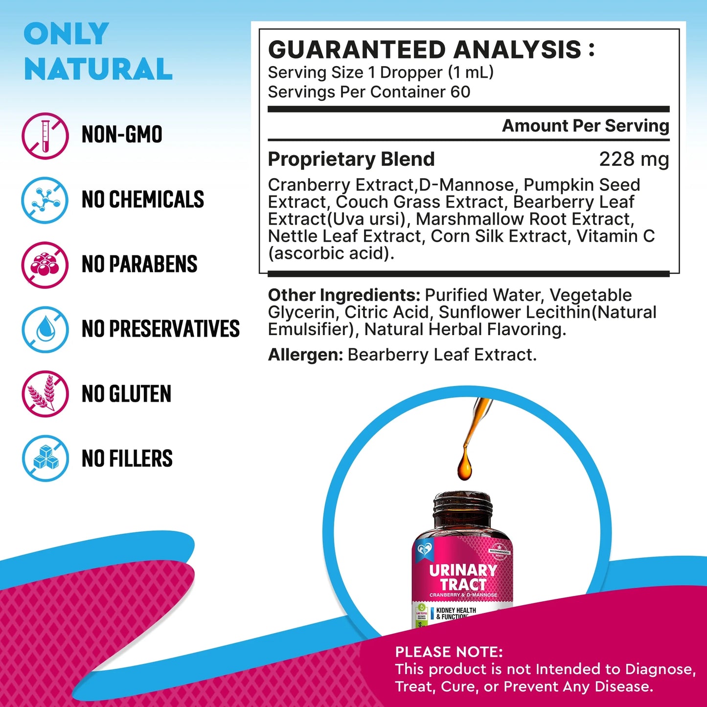 Cranberry & D-Mannose Liquid Drops for Pets - Ultimate Urinary Tract Support for Dogs & Cats, Promotes Kidney & Bladder Health for All Breeds