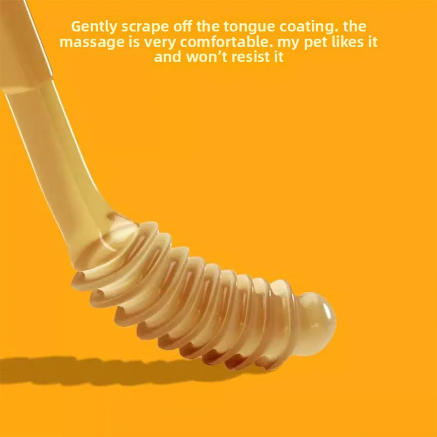 2-Pack Soft Silicone Pet Toothbrush & Tongue Scraper - Multi-Angle Oral Care for Dogs and Cats
