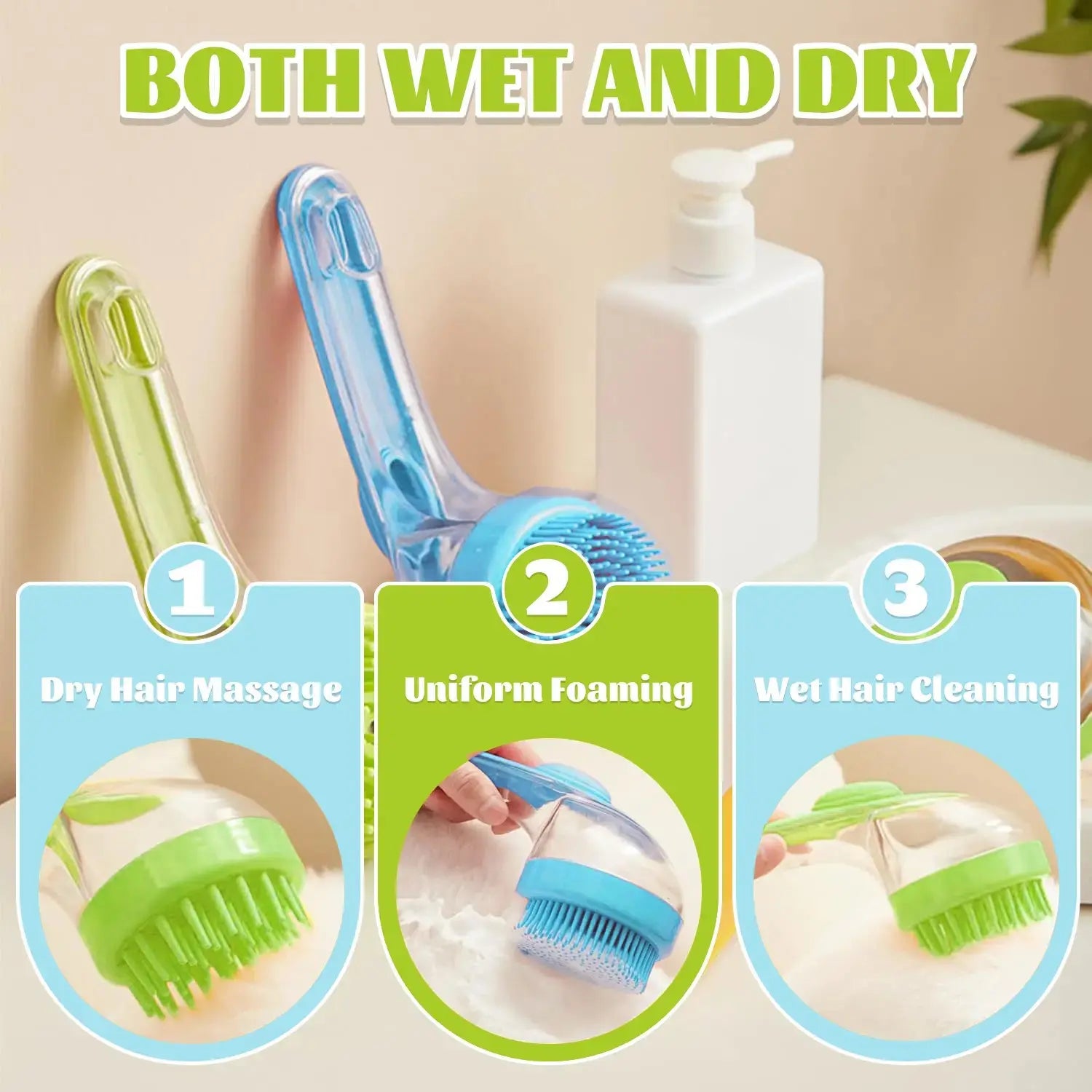 2-in-1 Pet Bath Brush with Shampoo Dispenser - Perfect for Long & Short Haired Dogs and Cats!