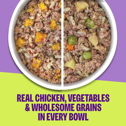 Wholesome Chicken Protein Bowls for Dogs - 6 Pack of Fresh Adult Food with Grains, 6.2 Ounce Pouches