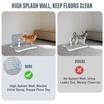 Ultimate Indoor Dog Potty Solution - Puppy Pad Holder with Splash Wall & Center Post for Easy Training