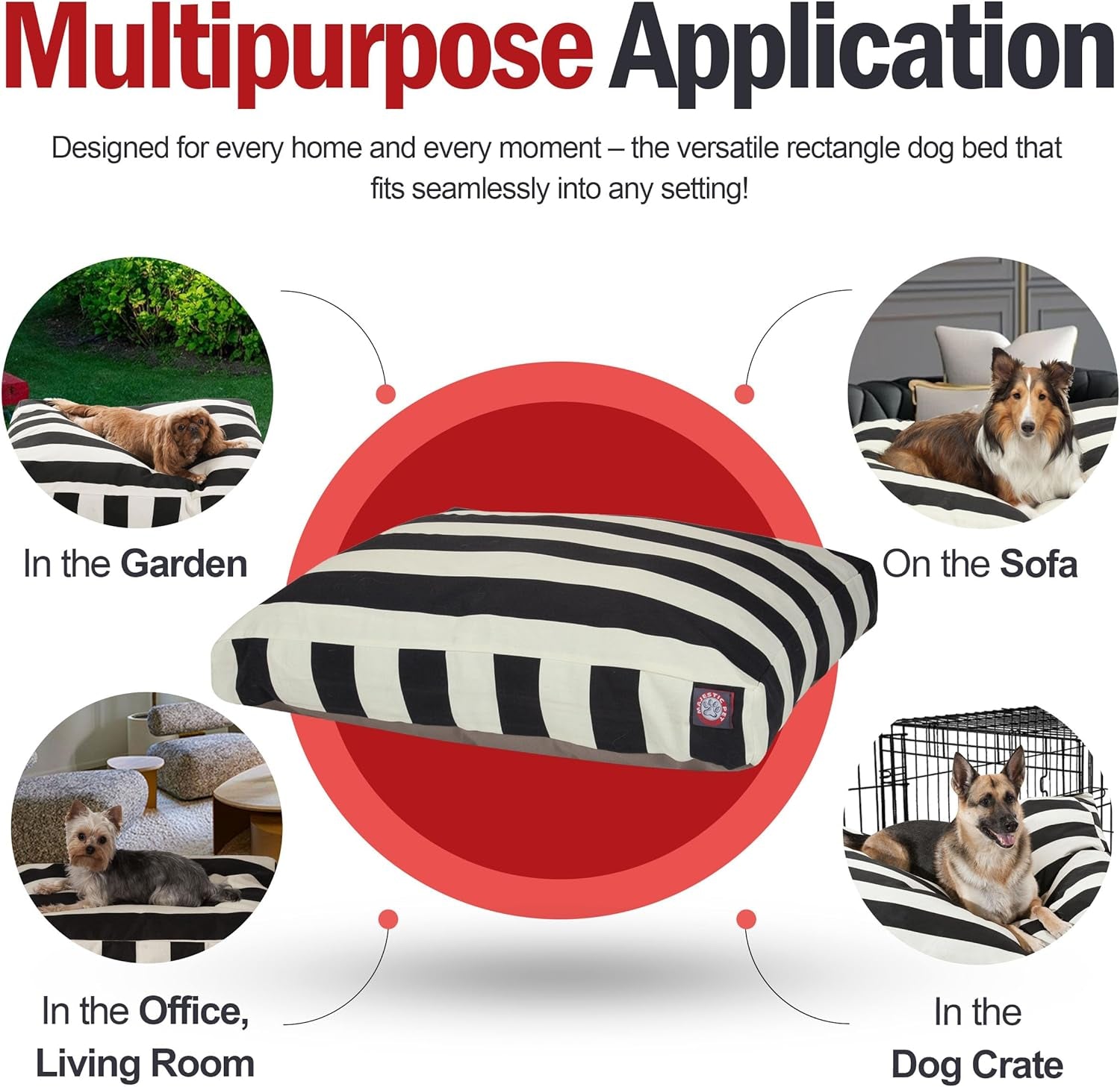 Luxurious XL Rectangular Dog Bed - Washable Non-Slip Pet Bed with Removable Cover - Perfect for Large Breeds like German Shepherds and Great Danes - 50"x42"x5" in Stylish Black