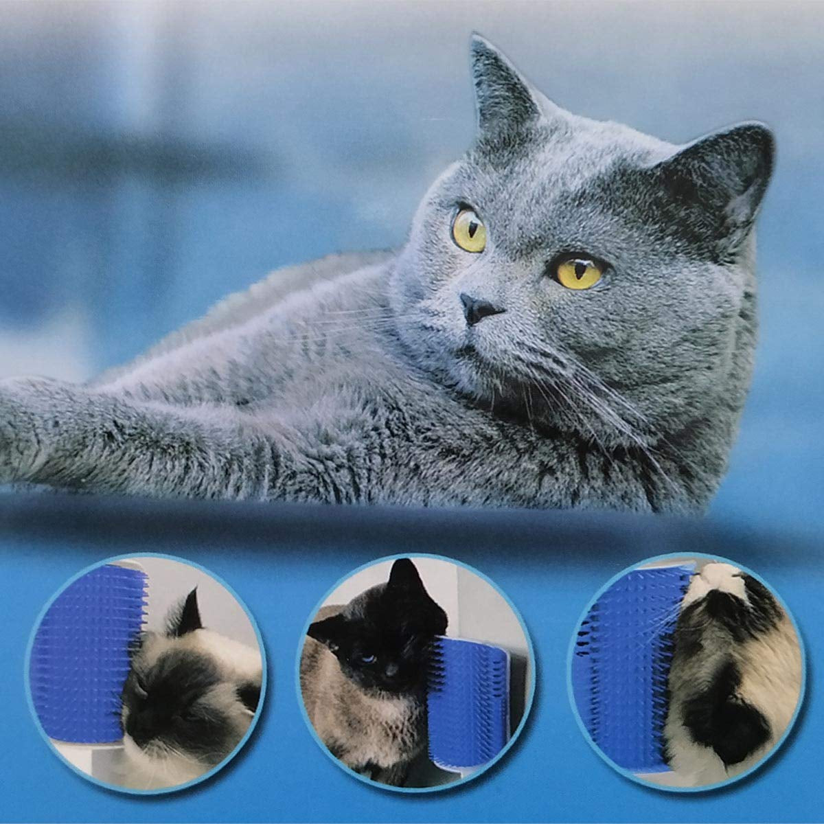 Softer Self Groomer 2-Pack with Catnip - Wall Corner Massage Comb & Scratcher for Cats and Dogs (Gray)