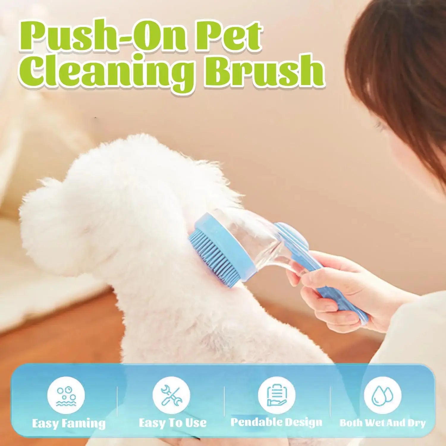 2-in-1 Pet Bath Brush with Shampoo Dispenser - Perfect for Long & Short Haired Dogs and Cats!