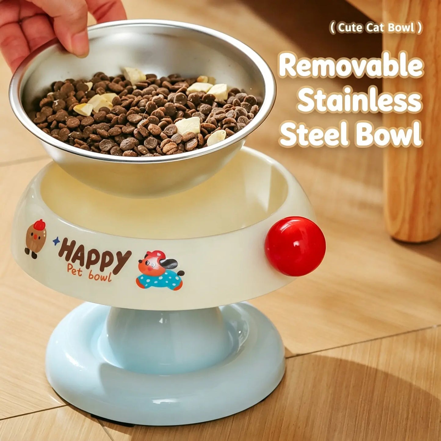 Stylish Stainless Steel Cat and Dog Bowl Feeder - Anti-Slip, Easy to Clean, and Available in 3 Vibrant Colors!