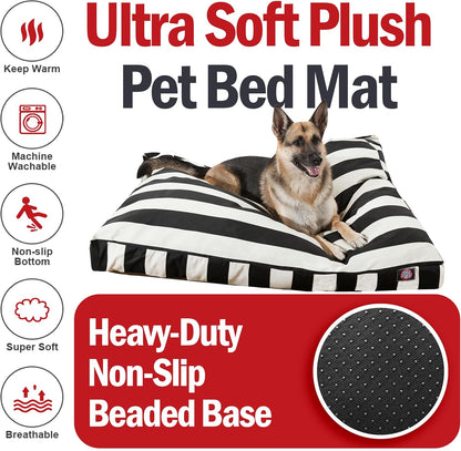 Luxurious XL Rectangular Dog Bed - Washable Non-Slip Pet Bed with Removable Cover - Perfect for Large Breeds like German Shepherds and Great Danes - 50"x42"x5" in Stylish Black