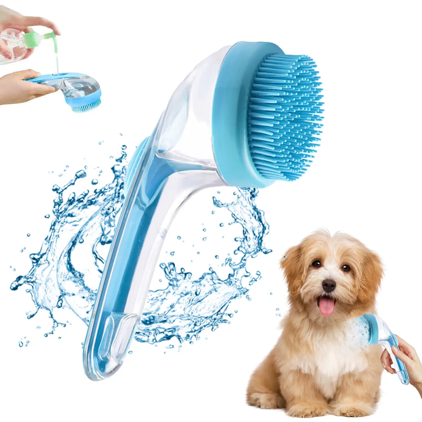 Transform Bath Time with Our Pet Bath Brush & Shampoo Dispenser – Gentle Grooming Tool for Dogs & Cats!