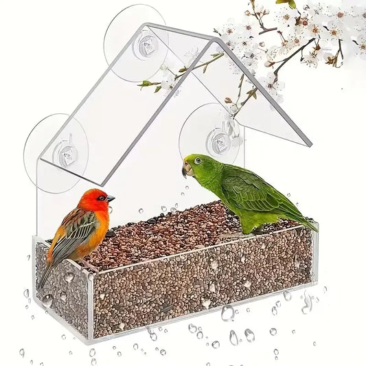 Clear Acrylic Suction Cup Bird Feeder - Perfect Window Feeder for Outdoor Bird Watching