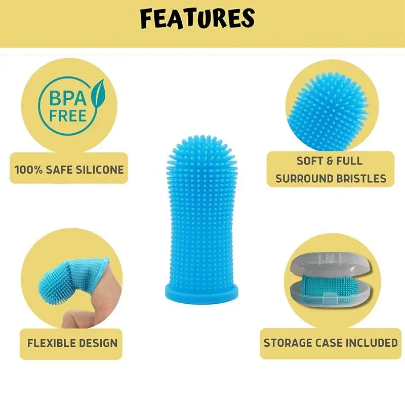 Dog Super Soft Pet Finger Toothbrush Teeth Cleaning Breath Care Nontoxic Silicone Tooth Brush Cat Dog Toothbrush Pet Products