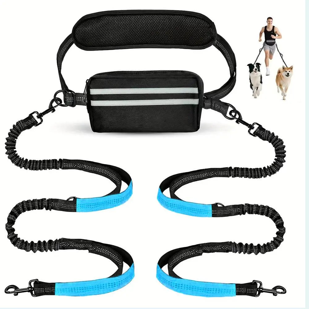 Pipidodo Hands-Free Dual Dog Leash with Waist Bag & Cushioned Pad – Walk Two Dogs with Ease and Comfort!