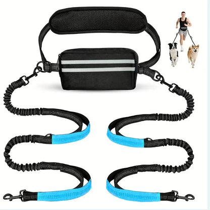 Pipidodo Hands-Free Dual Dog Leash with Waist Bag & Cushioned Pad – Walk Two Dogs with Ease and Comfort!