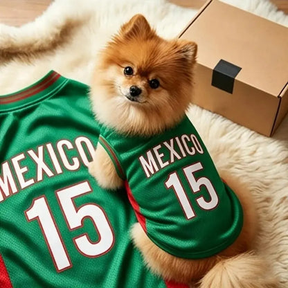 Mexico 15 Pet Jersey Shirt - Stylish & Breathable Sports Vest for Small Dogs & Cats, Perfect for Daily Wear, Outdoor Adventures, and Special Occasions