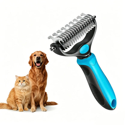 Ultimate Pet Dematting Undercoat Rake for Long-Haired Dogs & Cats - Double-Sided Deshedding Brush for Pain-Free Grooming & Reduced Shedding!