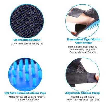 Transform Your Pet Grooming Routine with Our 2-in-1 Blue Pet Grooming Gloves - Ideal for Dogs and Cats!