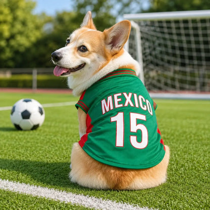 Mexico 15 Pet Jersey Shirt - Stylish & Breathable Sports Vest for Small Dogs & Cats, Perfect for Daily Wear, Outdoor Adventures, and Special Occasions