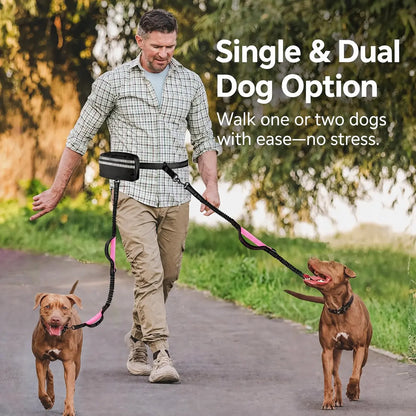 Pipidodo Hands-Free Dual Dog Leash with Waist Bag & Cushioned Pad – Walk Two Dogs with Ease and Comfort!