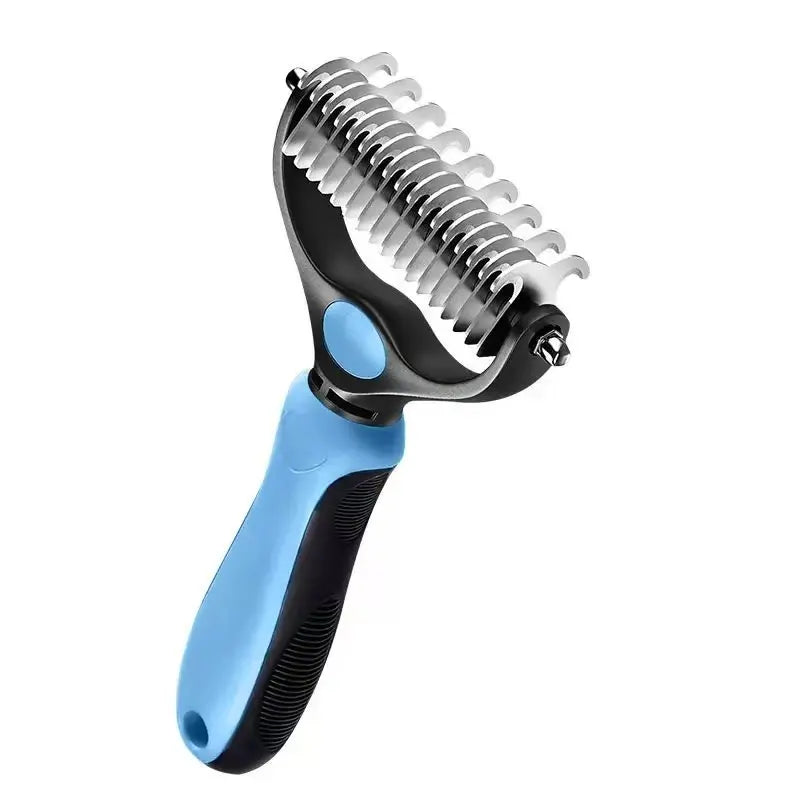 Ultimate Pet Dematting Undercoat Rake for Long-Haired Dogs & Cats - Double-Sided Deshedding Brush for Pain-Free Grooming & Reduced Shedding!