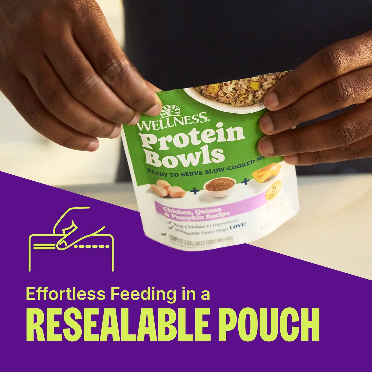 Wholesome Chicken Protein Bowls for Dogs - 6 Pack of Fresh Adult Food with Grains, 6.2 Ounce Pouches