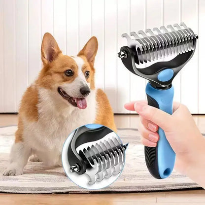Ultimate Pet Dematting Undercoat Rake for Long-Haired Dogs & Cats - Double-Sided Deshedding Brush for Pain-Free Grooming & Reduced Shedding!