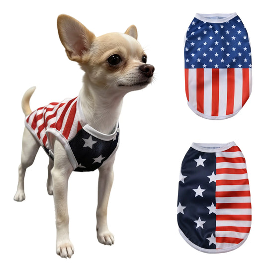 Stylish American Flag Dog Vest - Breathable Summer Costume for Small Dogs - Perfect for Independence Day Celebrations!