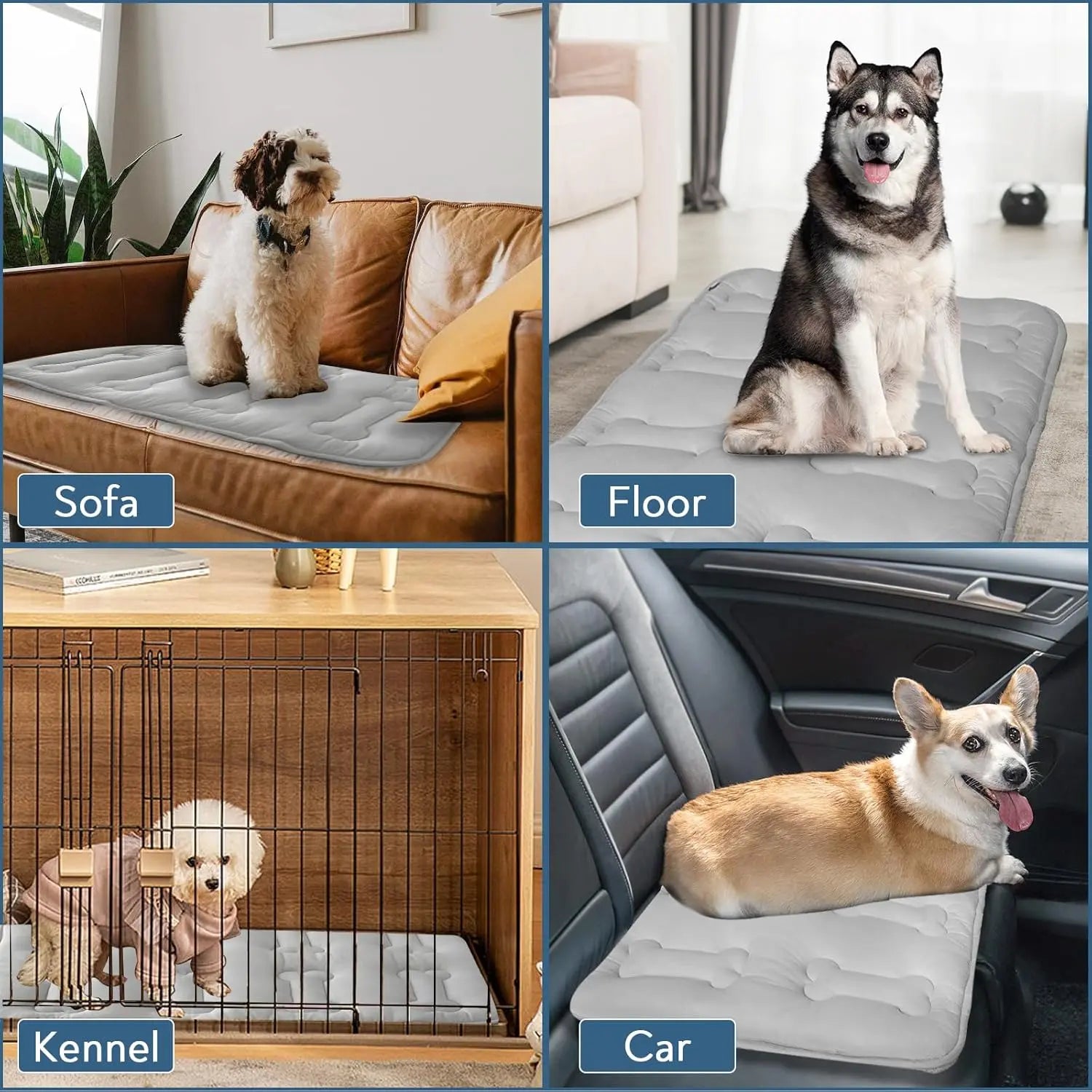 2-Pack Extra Thick Dog Cooling Mats - Durable Non-Slip Summer Pet Pads for Cats & Dogs, Lightweight & Washable for Indoor/Outdoor Use