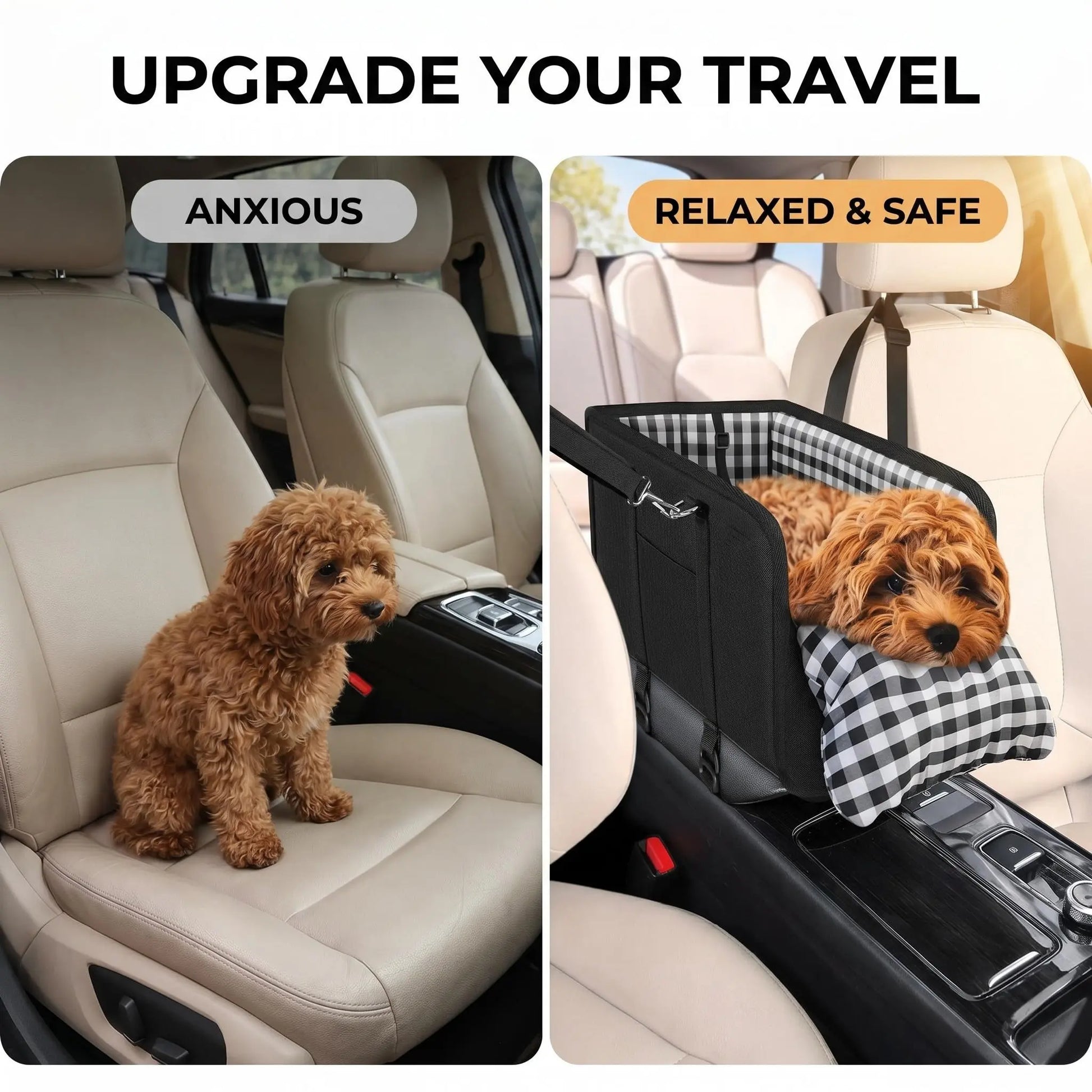 Ultimate Center Console Dog Car Seat - Cozy & Secure Booster for Small Pets, Perfect for Travel Anxiety Relief!