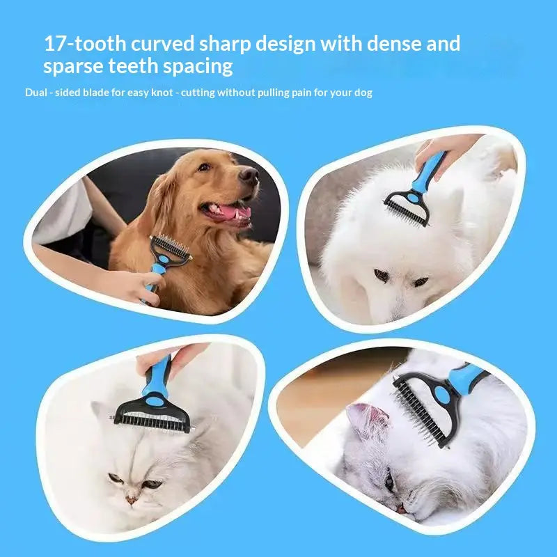 Ultimate Pet Dematting Undercoat Rake for Long-Haired Dogs & Cats - Double-Sided Deshedding Brush for Pain-Free Grooming & Reduced Shedding!