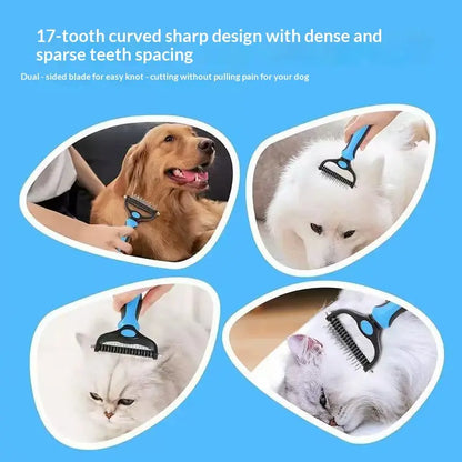 Ultimate Pet Dematting Undercoat Rake for Long-Haired Dogs & Cats - Double-Sided Deshedding Brush for Pain-Free Grooming & Reduced Shedding!