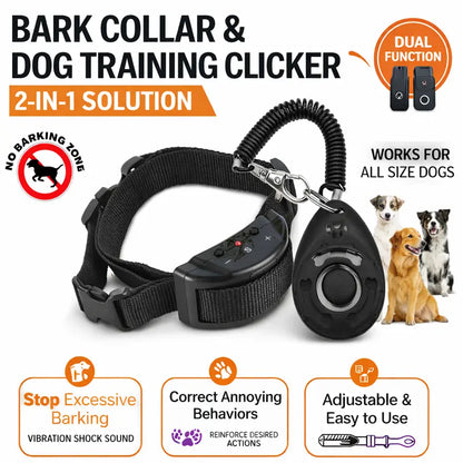 Ultimate 2-in-1 Dog Bark Collar Training Set - Gentle Remote Control Solution for Peaceful Home & Outdoor Adventures!