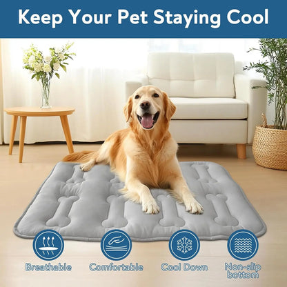 2-Pack Extra Thick Dog Cooling Mats - Durable Non-Slip Summer Pet Pads for Cats & Dogs, Lightweight & Washable for Indoor/Outdoor Use