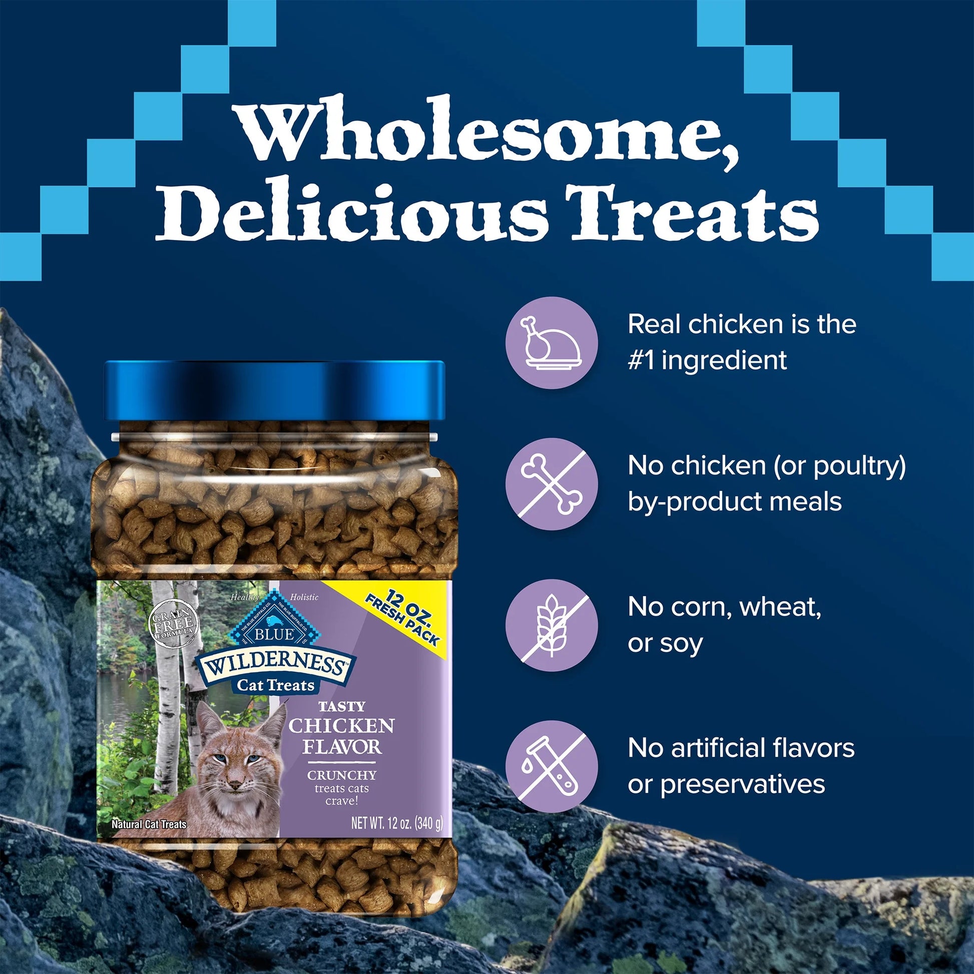 Wilderness Crunchy Chicken Cat Treats - 12oz Bag of Deliciousness for Your Feline Friend!