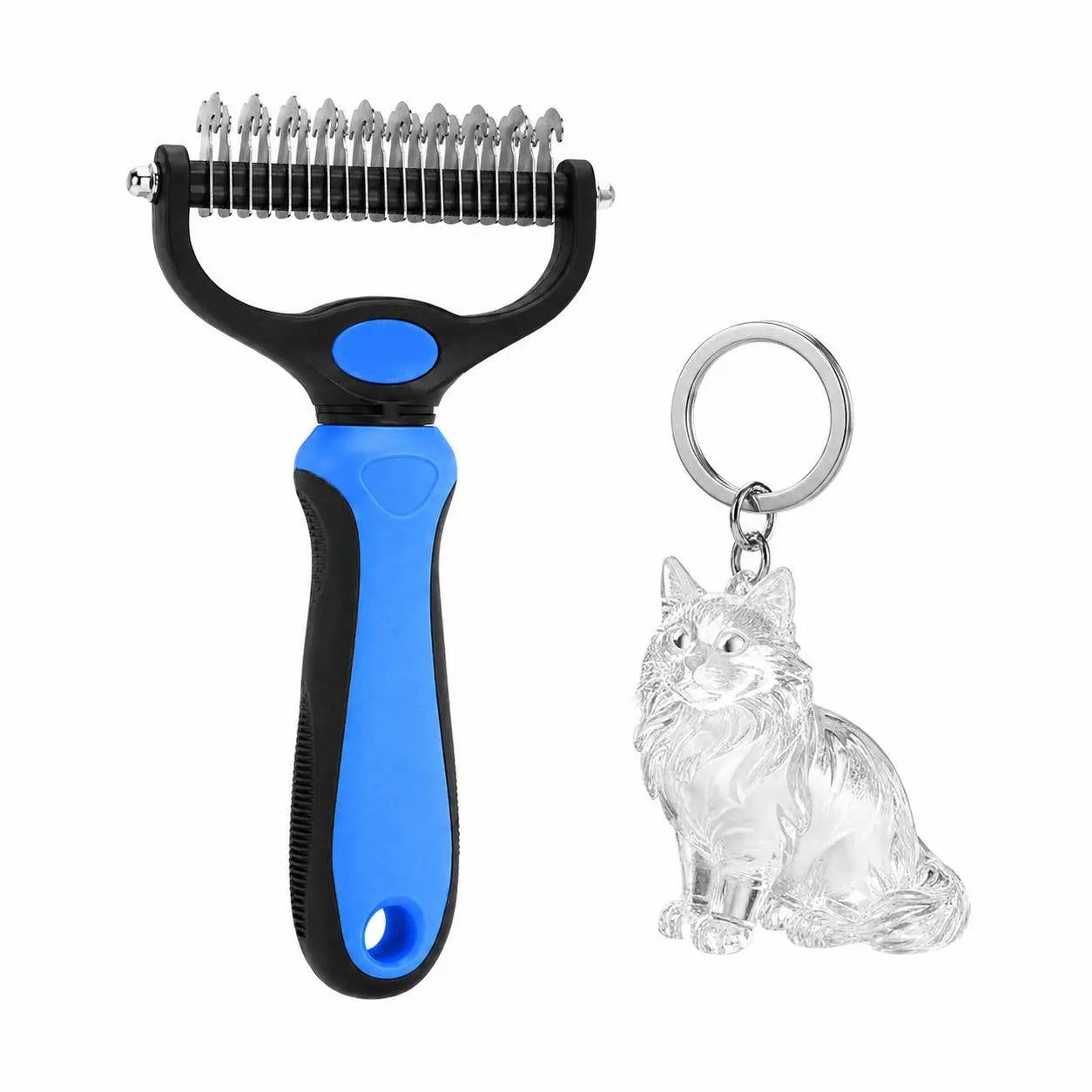 Ultimate Pet Dematting Undercoat Rake for Long-Haired Dogs & Cats - Double-Sided Deshedding Brush for Pain-Free Grooming & Reduced Shedding!