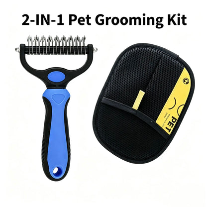 Ultimate Pet Dematting Undercoat Rake for Long-Haired Dogs & Cats - Double-Sided Deshedding Brush for Pain-Free Grooming & Reduced Shedding!