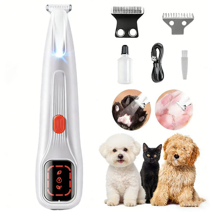 Ultimate Pet Precision Hair Trimmer Kit - Rechargeable Dog & Cat Grooming Clippers with LED Light, Dual-Speed Motor, Waterproof & Ultra Low Noise Design for Stress-Free Grooming