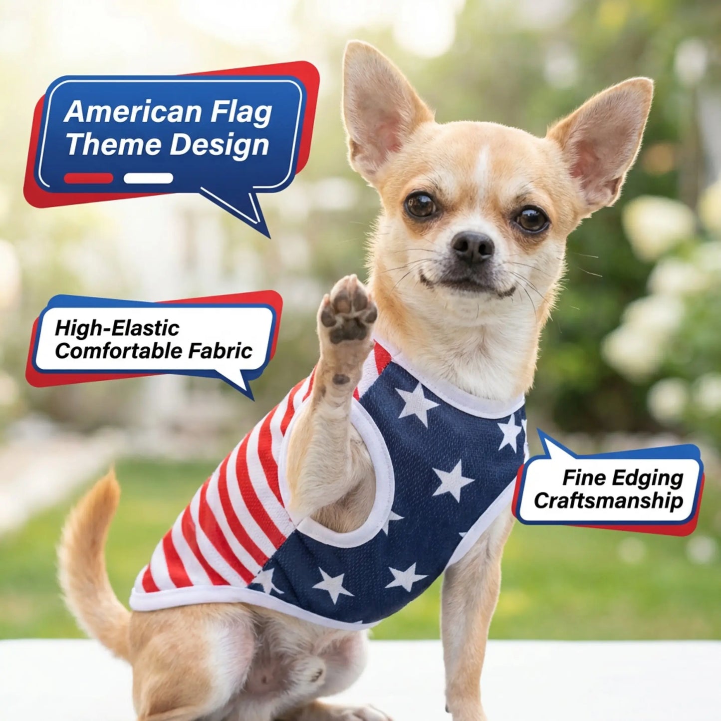 Stylish American Flag Dog Vest - Breathable Summer Costume for Small Dogs - Perfect for Independence Day Celebrations!