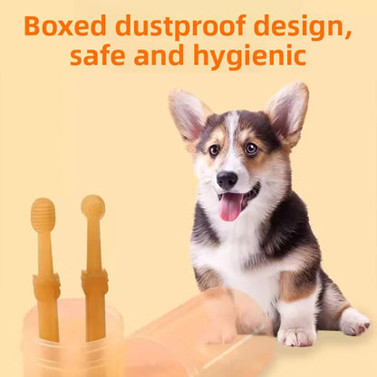 2-Pack Soft Silicone Pet Toothbrush & Tongue Scraper - Multi-Angle Oral Care for Dogs and Cats