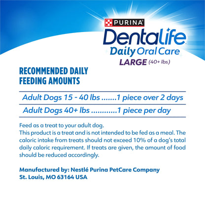 Purina Daily Oral Care Large Dog Dental Treats with Chicken - 20.7 Oz Pouch (18 Count) for Fresh Breath & Healthy Teeth!