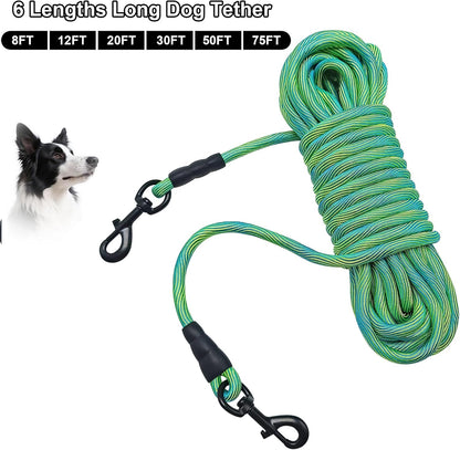 Heavy-Duty 50Ft Dog Tie Out Rope - Perfect for Training, Playing, and Camping with Large & Medium Dogs (Green)