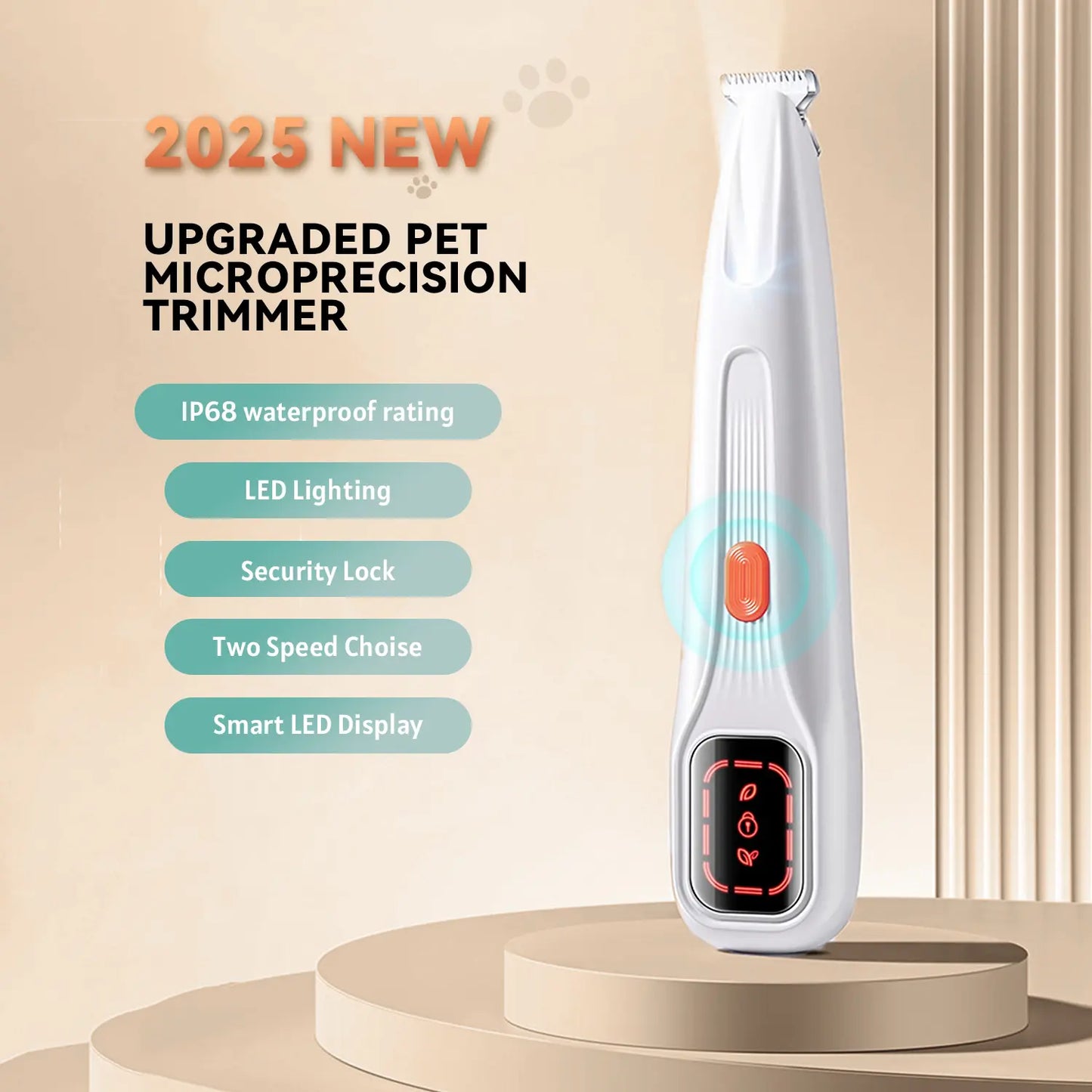 Ultimate Pet Precision Hair Trimmer Kit - Rechargeable Dog & Cat Grooming Clippers with LED Light, Dual-Speed Motor, Waterproof & Ultra Low Noise Design for Stress-Free Grooming
