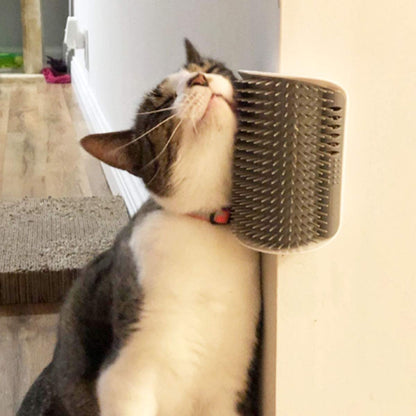 Softer Self Groomer 2-Pack with Catnip - Wall Corner Massage Comb & Scratcher for Cats and Dogs (Gray)