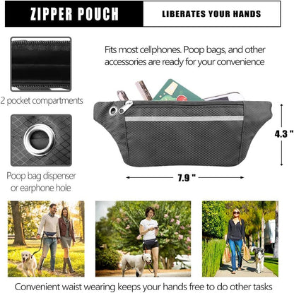 Ultimate Hands-Free Dog Leash for Running, Walking, and Hiking - Adjustable Bungee Waist Belt with Dual Handles and Reflective Stitches for Medium to Large Dogs