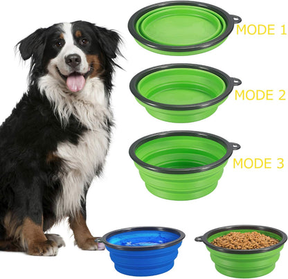 Ultimate Collapsible Dog Bowl 2-Pack - Travel-Friendly Foldable Pet Food & Water Dishes in Vibrant Blue & Green
