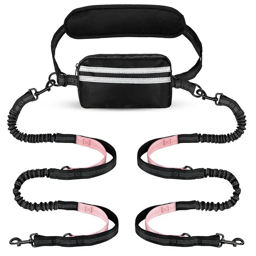 Pipidodo Hands-Free Dual Dog Leash with Waist Bag & Cushioned Pad – Walk Two Dogs with Ease and Comfort!