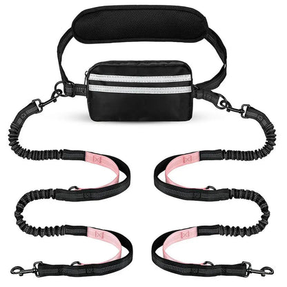 Pipidodo Hands-Free Dual Dog Leash with Waist Bag & Cushioned Pad – Walk Two Dogs with Ease and Comfort!