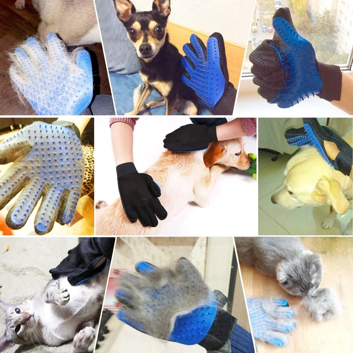 Transform Your Pet Grooming Routine with Our 2-in-1 Blue Pet Grooming Gloves - Ideal for Dogs and Cats!