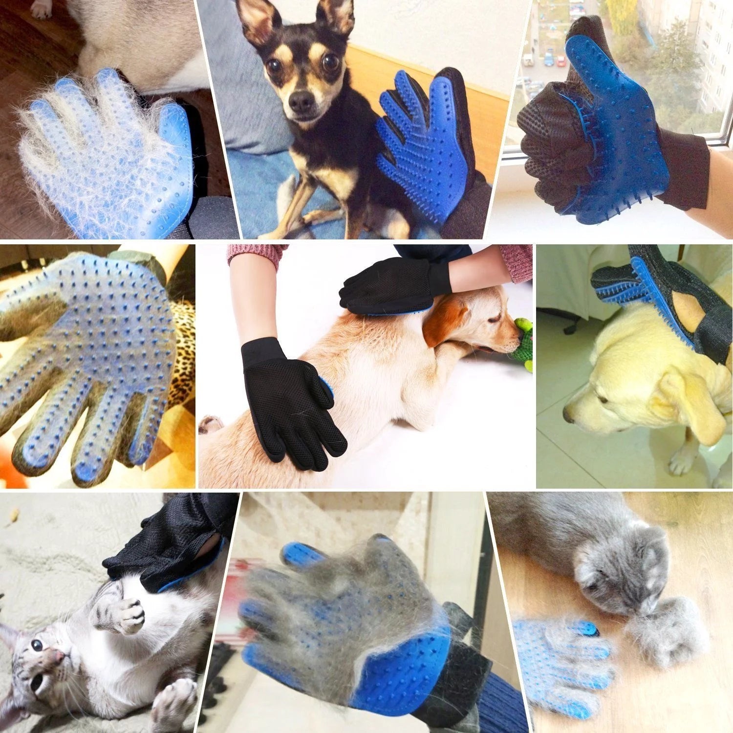 Transform Your Pet Grooming Routine with Our 2-in-1 Blue Pet Grooming Gloves - Ideal for Dogs and Cats!
