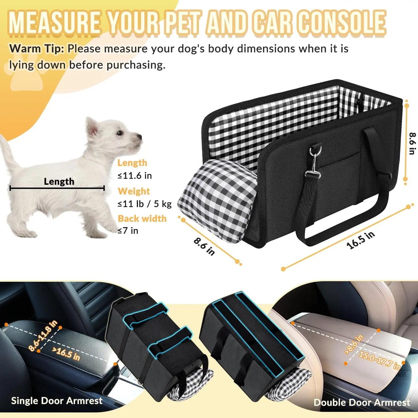 Ultimate Center Console Dog Car Seat - Cozy & Secure Booster for Small Pets, Perfect for Travel Anxiety Relief!
