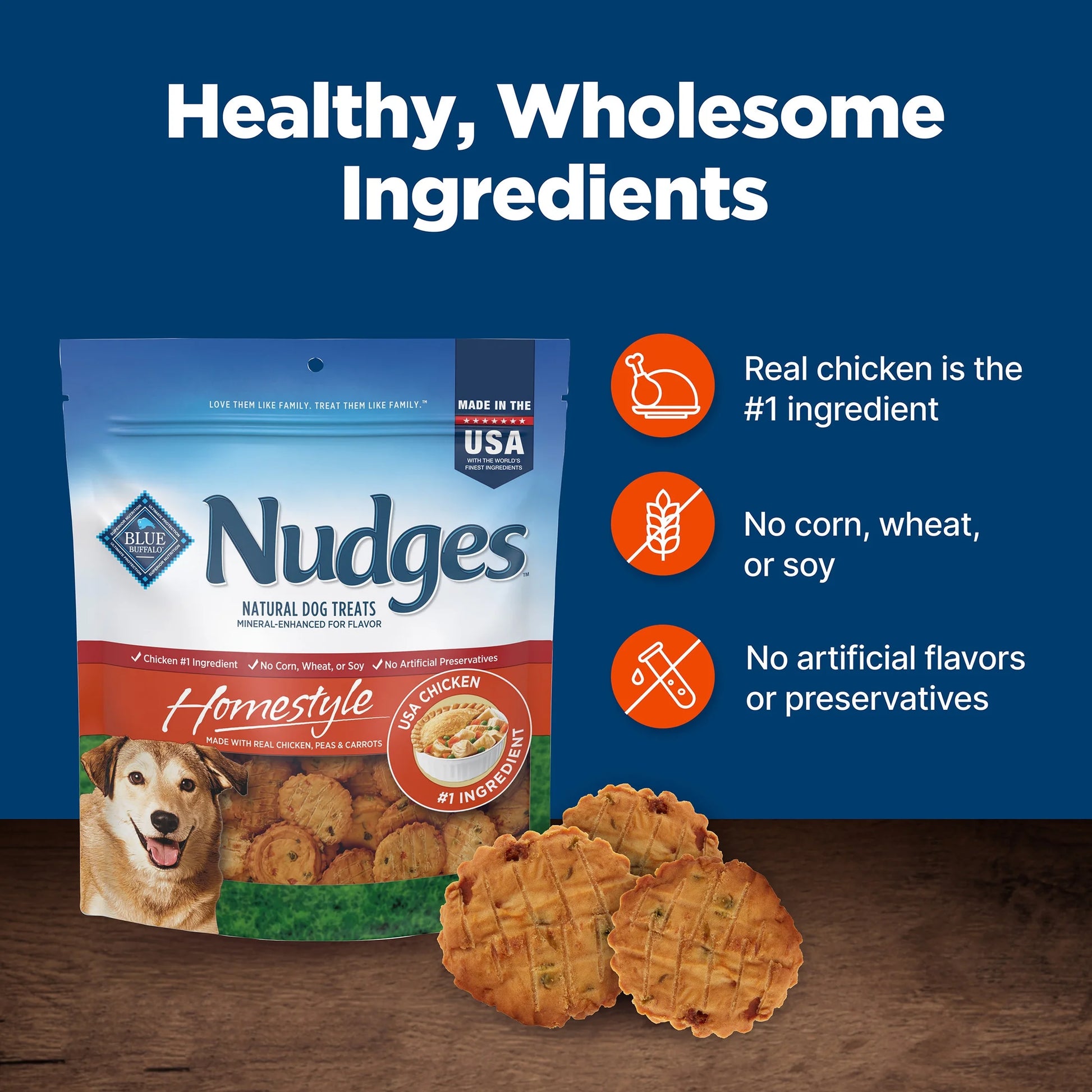 Nudges Homestyle Natural Dog Treats with Real Chicken – 16 Oz. Bag of Tail-Wagging Goodness!