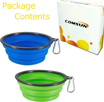 Ultimate Collapsible Dog Bowl 2-Pack - Travel-Friendly Foldable Pet Food & Water Dishes in Vibrant Blue & Green