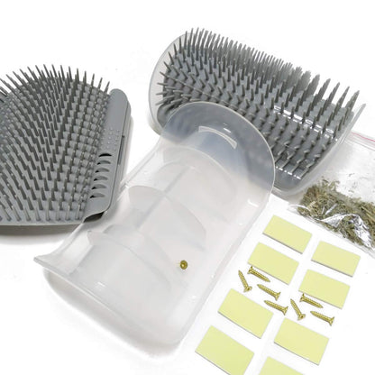 Softer Self Groomer 2-Pack with Catnip - Wall Corner Massage Comb & Scratcher for Cats and Dogs (Gray)